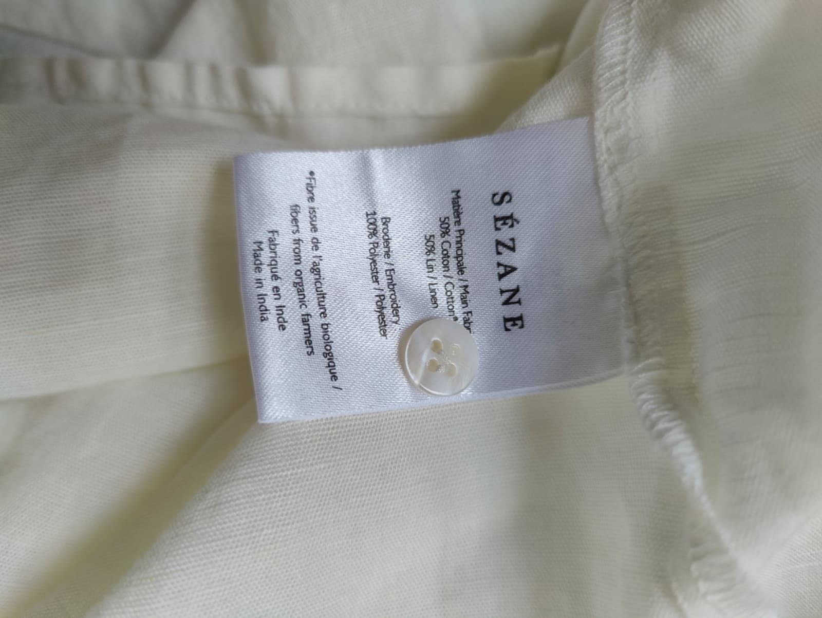 Chemise Sézane écrue brodée bleu marine – Taille 42 — photo 6