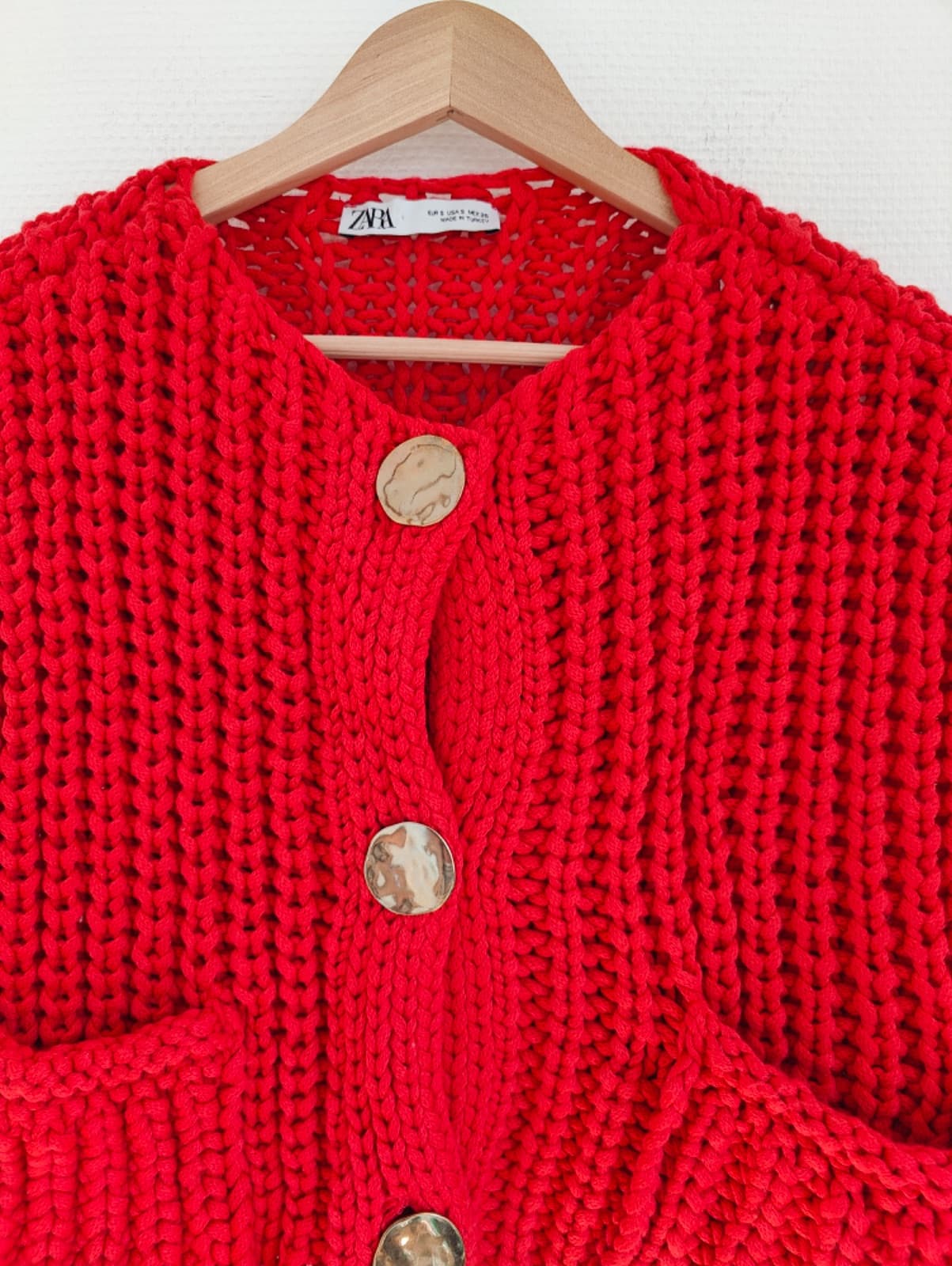 Gilet Zara rouge sans manches en grosse maille – Taille S — photo 3
