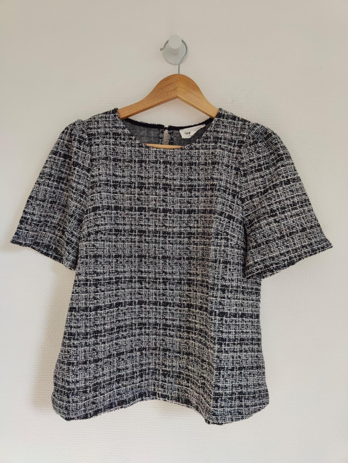 Top Grace & Mila en tweed noir et blanc – Taille S — photo 2