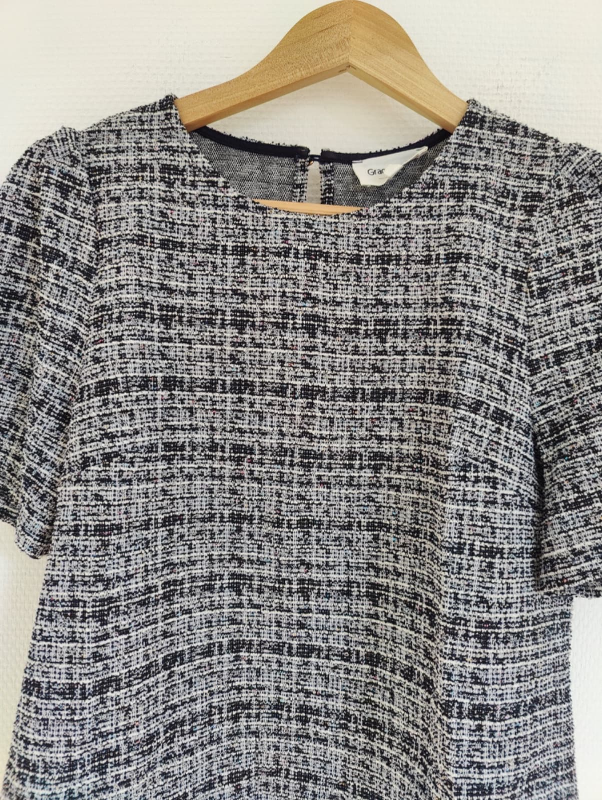 Top Grace & Mila en tweed noir et blanc – Taille S — photo 3