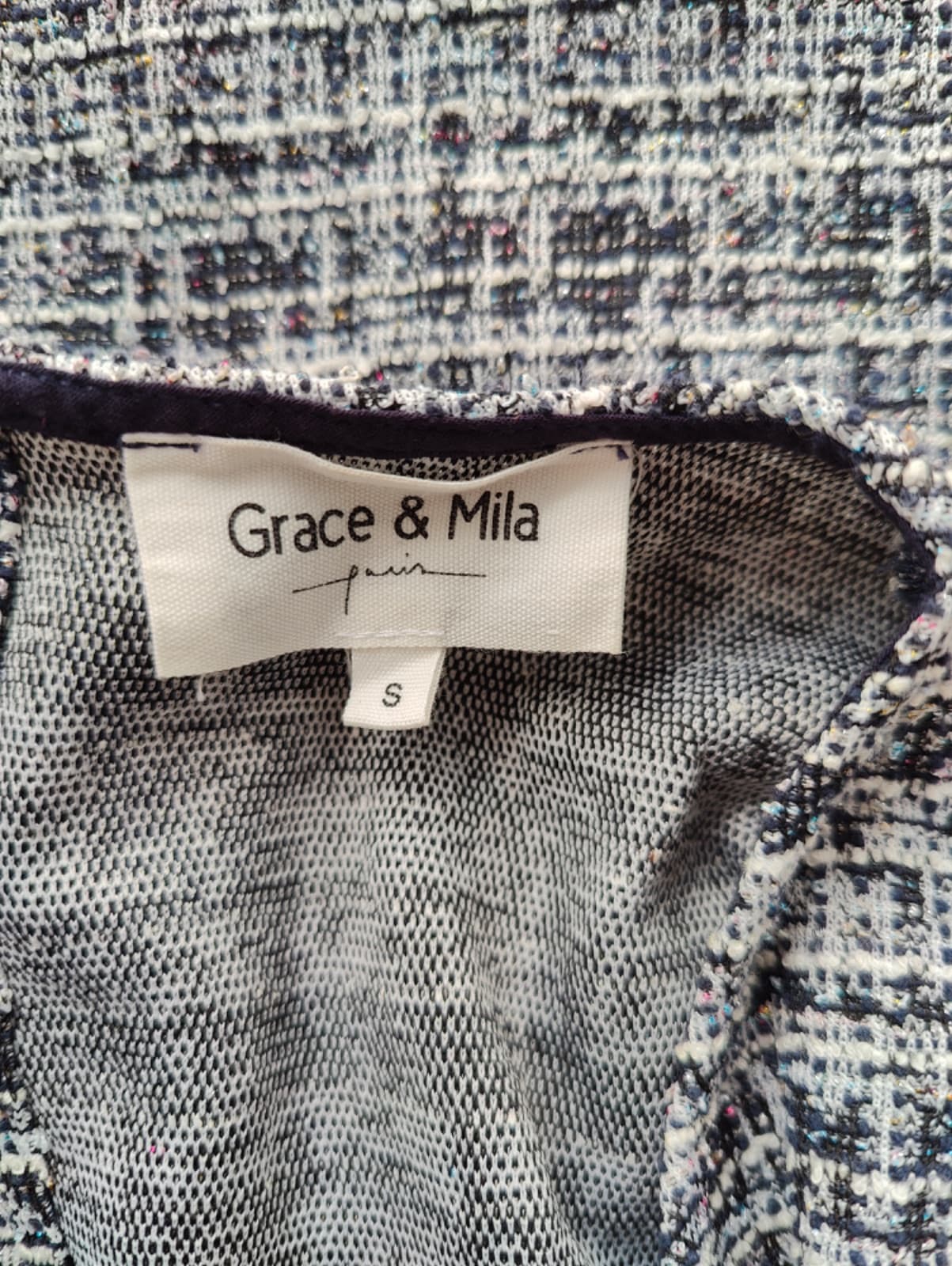 Top Grace & Mila en tweed noir et blanc – Taille S — photo 5
