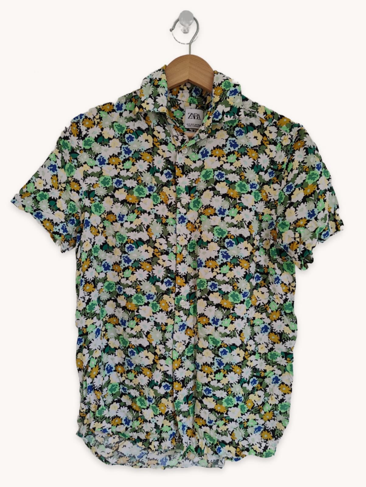 Chemise fleurie verte et bleue Zara – Taille S