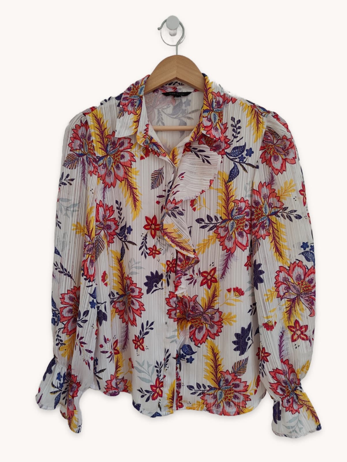 Chemise blanche à fleurs tropicales Cortefiel – Taille S