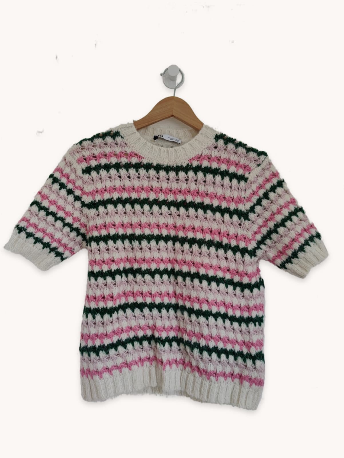 Top Zara en maille ajourée rayée – Taille M