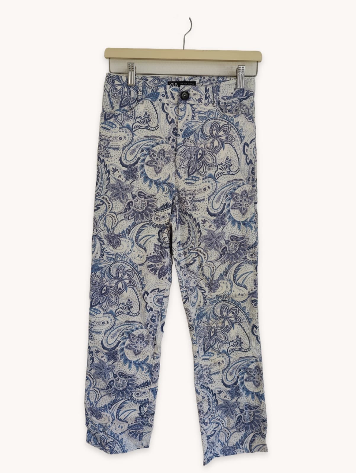 Pantalon Zara à imprimé cachemire bleu – Taille S