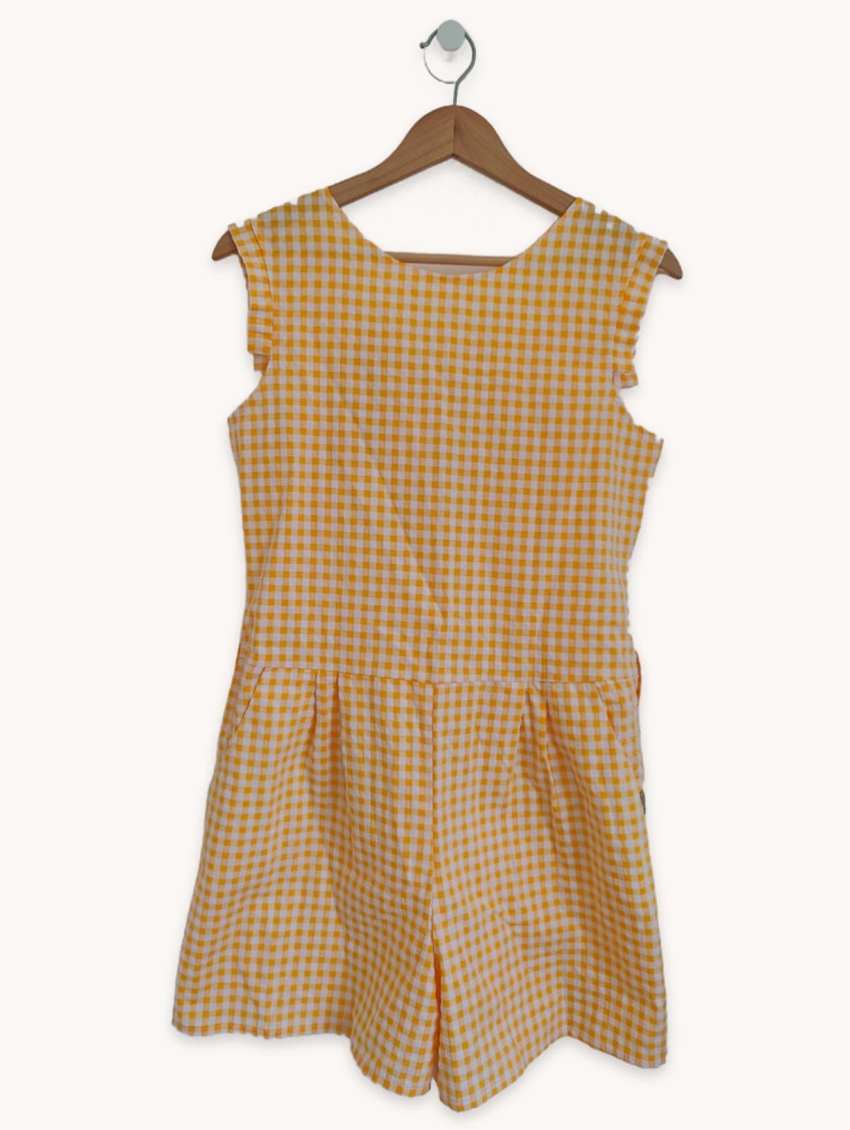 Combishort amarillolimon à carreaux vichy jaune et blanc – Taille 4