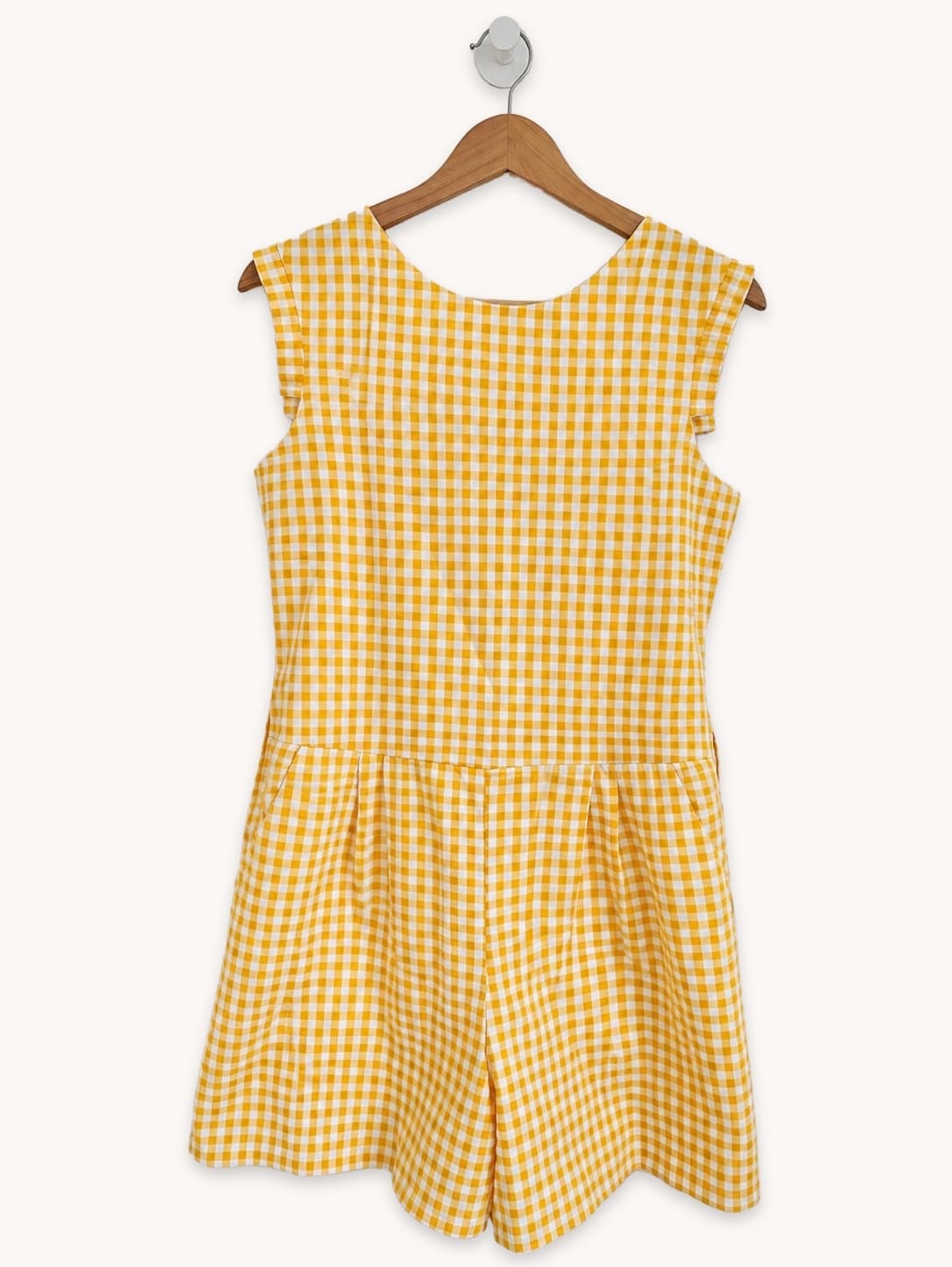 amarillolimon playsuit met geel-witte ruit – Maat 4