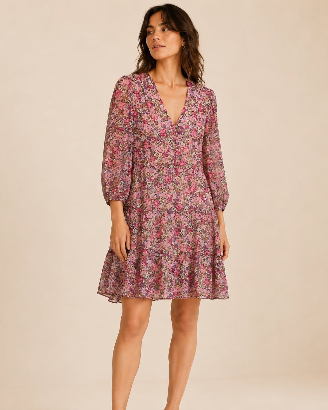 Abito corto a fiori con scollo a V Mango – Taglia M